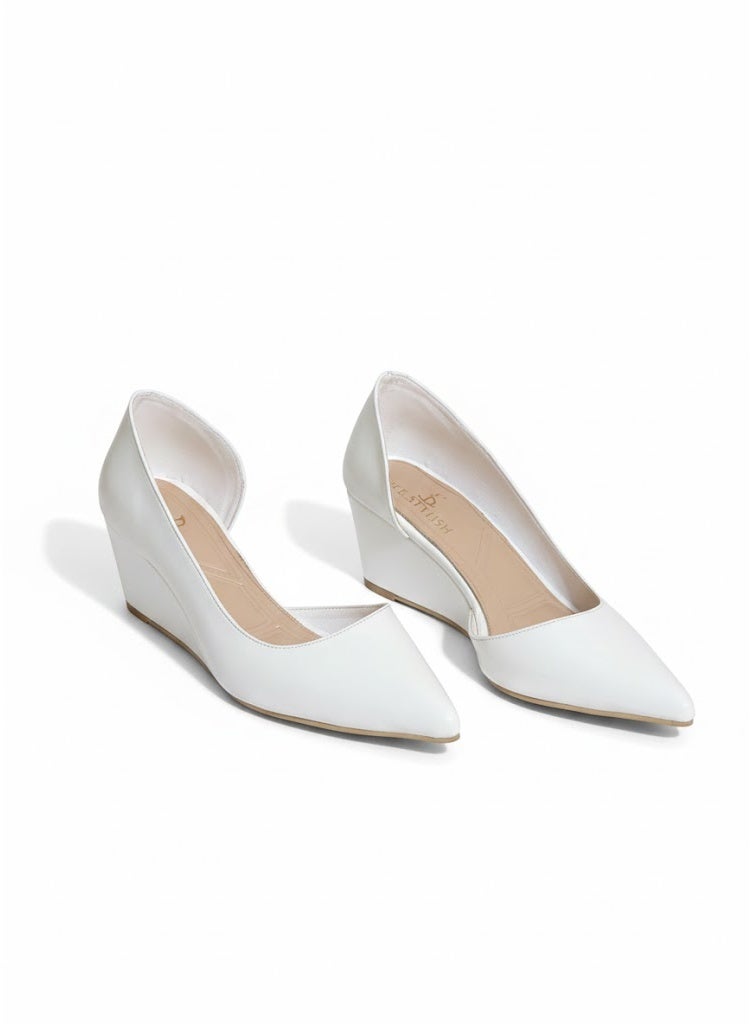 لايف ستيلاش  أحذية ويدج  جلد لامع W-320 - ابيض - Image 2